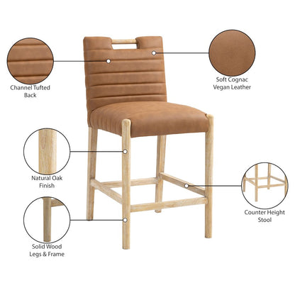 Aimee Cognac Vegan Leather Counter Stool