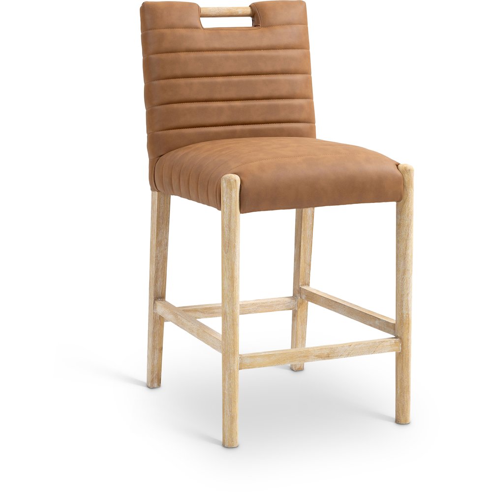 Aimee Cognac Vegan Leather Counter Stool