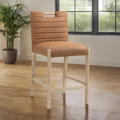 Aimee Cognac Vegan Leather Counter Stool