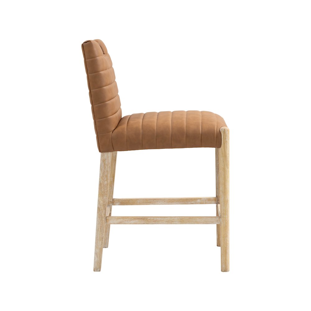 Aimee Cognac Vegan Leather Counter Stool