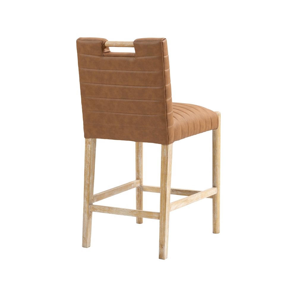 Aimee Cognac Vegan Leather Counter Stool