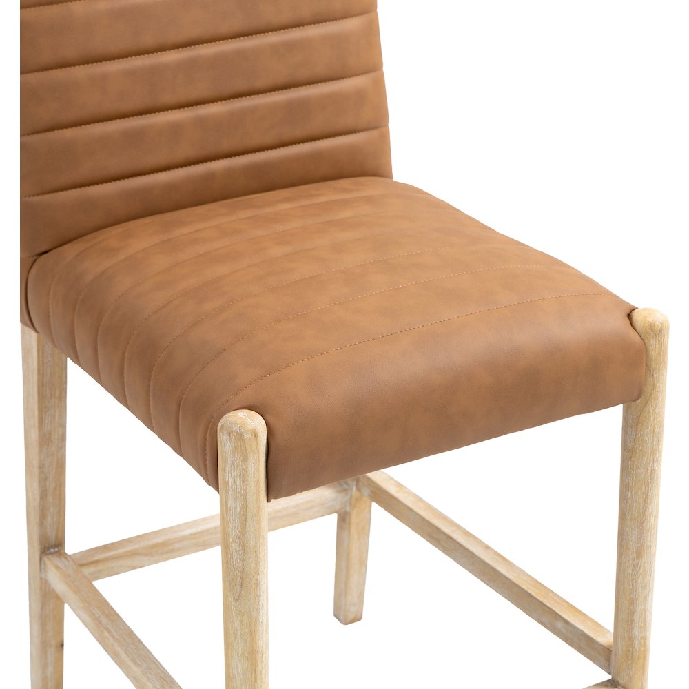 Aimee Cognac Vegan Leather Counter Stool