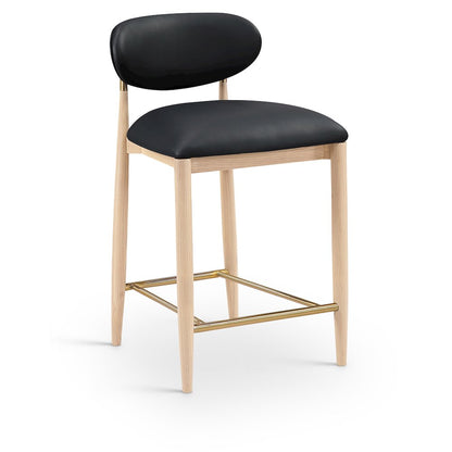 Riccio Black Vegan Leather Upholstered Stool
