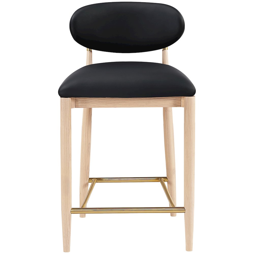 Riccio Black Vegan Leather Upholstered Stool