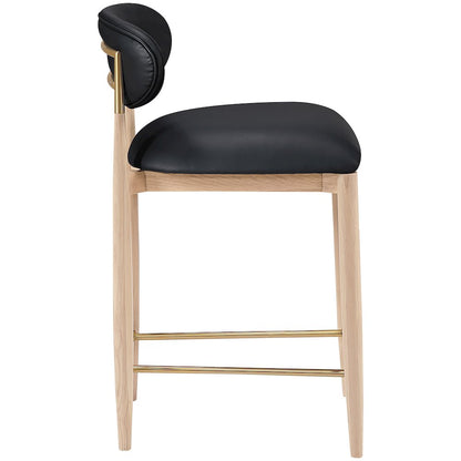 Riccio Black Vegan Leather Upholstered Stool
