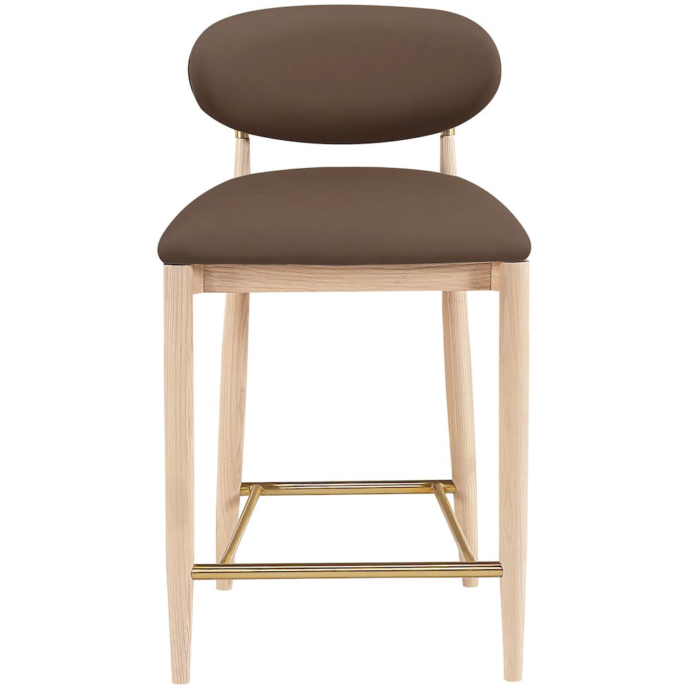 Riccio Brown Vegan Leather Upholstered Stool