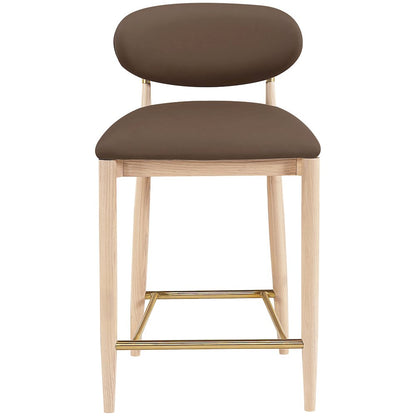 Riccio Brown Vegan Leather Upholstered Stool