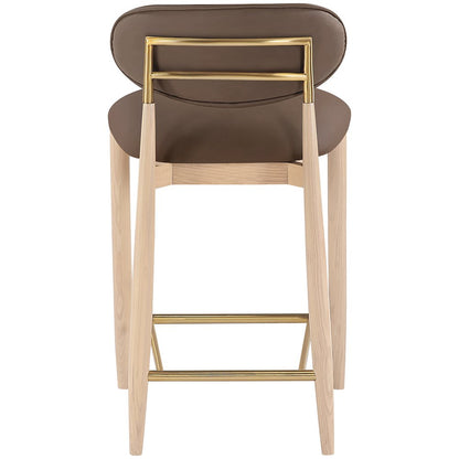 Riccio Brown Vegan Leather Upholstered Stool
