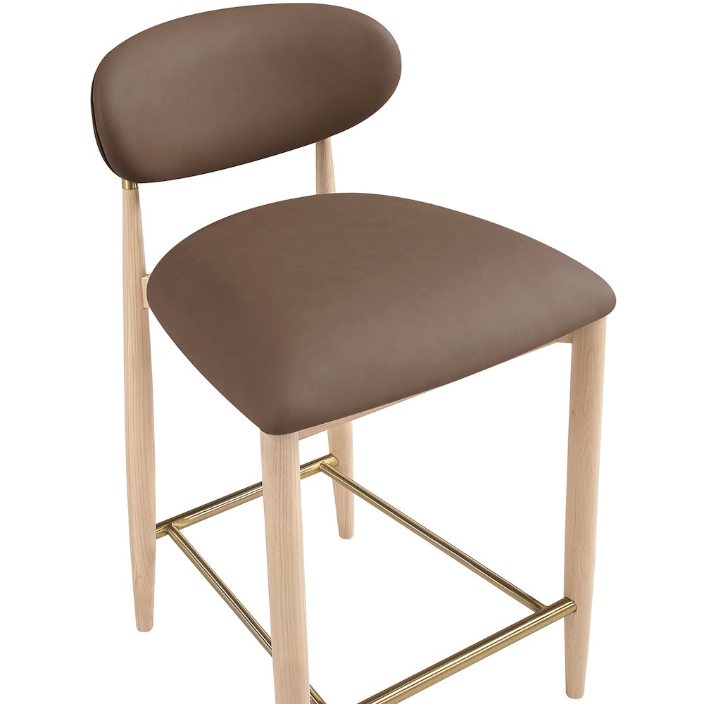 Riccio Brown Vegan Leather Upholstered Stool