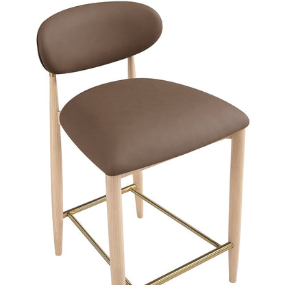 Riccio Brown Vegan Leather Upholstered Stool