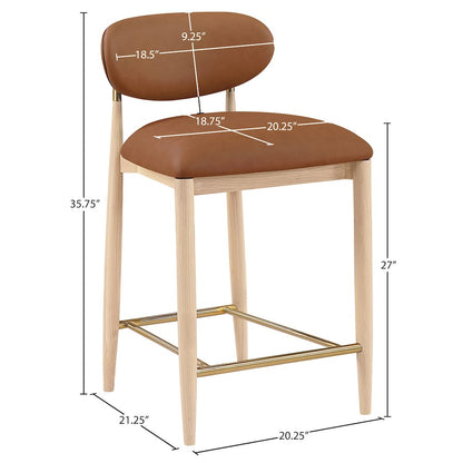 Riccio Cognac Vegan Leather Upholstered Stool