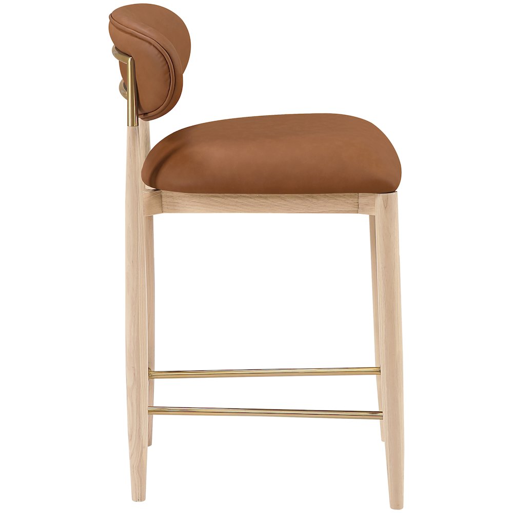 Riccio Cognac Vegan Leather Upholstered Stool