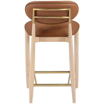 Riccio Cognac Vegan Leather Upholstered Stool