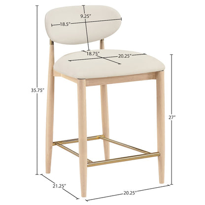 Riccio Cream Vegan Leather Upholstered Stool