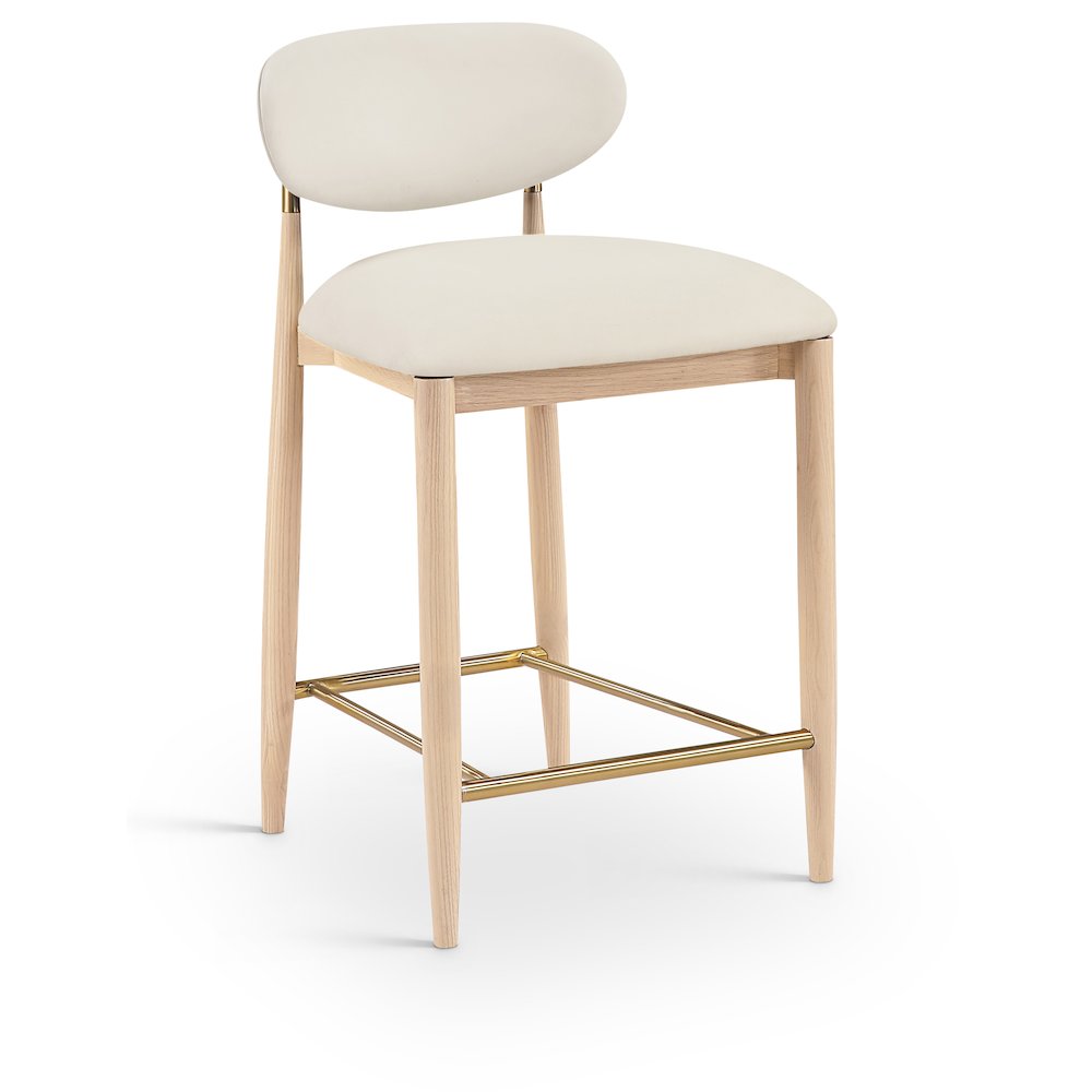 Riccio Cream Vegan Leather Upholstered Stool
