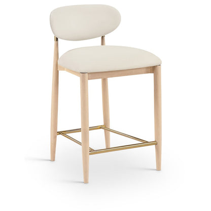Riccio Cream Vegan Leather Upholstered Stool