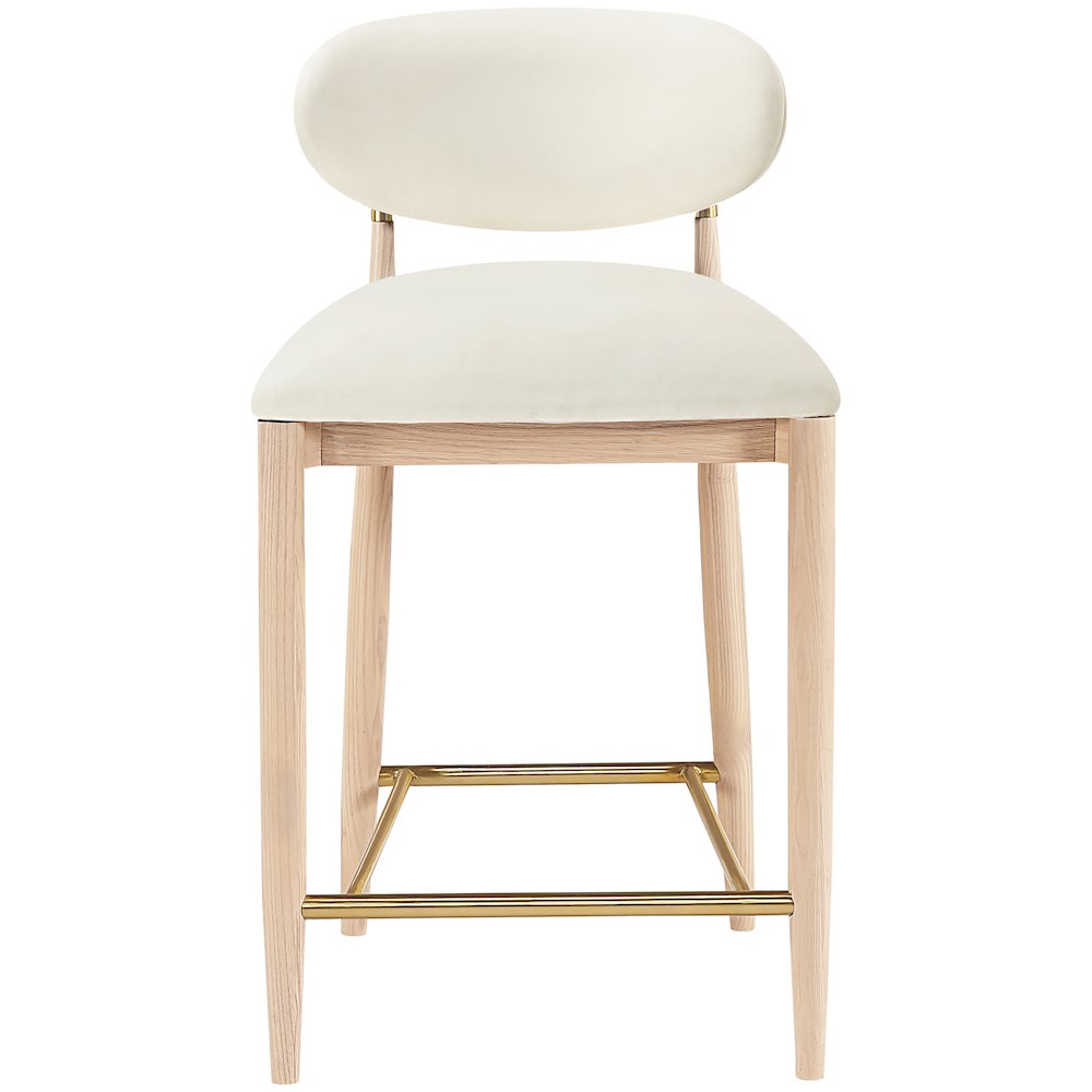 Riccio Cream Vegan Leather Upholstered Stool