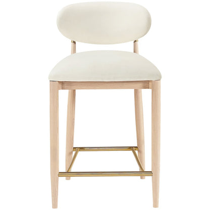 Riccio Cream Vegan Leather Upholstered Stool