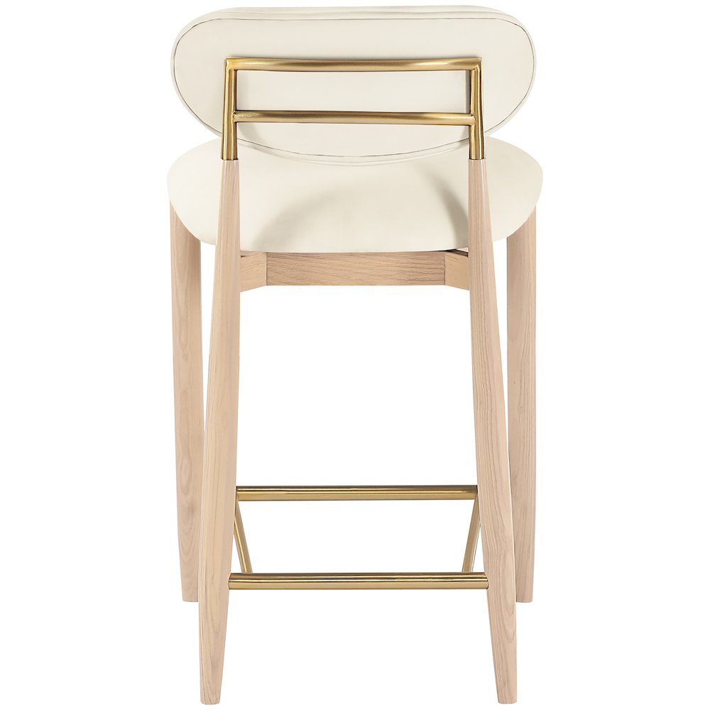 Riccio Cream Vegan Leather Upholstered Stool