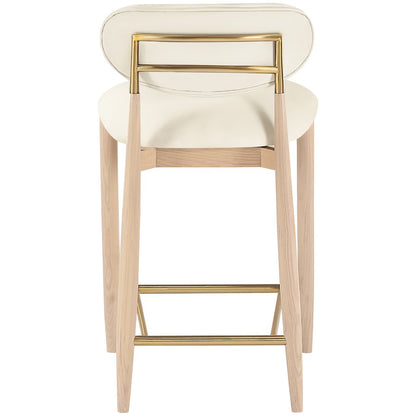 Riccio Cream Vegan Leather Upholstered Stool