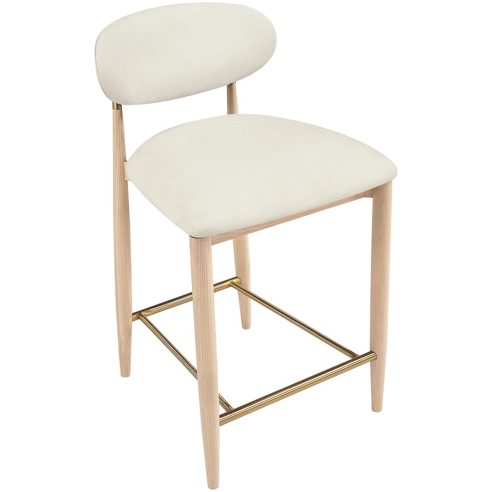 Riccio Cream Vegan Leather Upholstered Stool