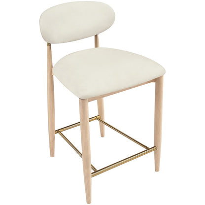 Riccio Cream Vegan Leather Upholstered Stool