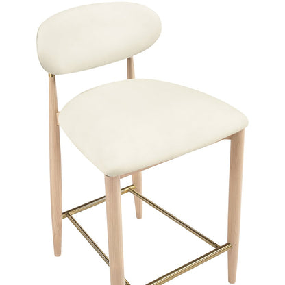 Riccio Cream Vegan Leather Upholstered Stool