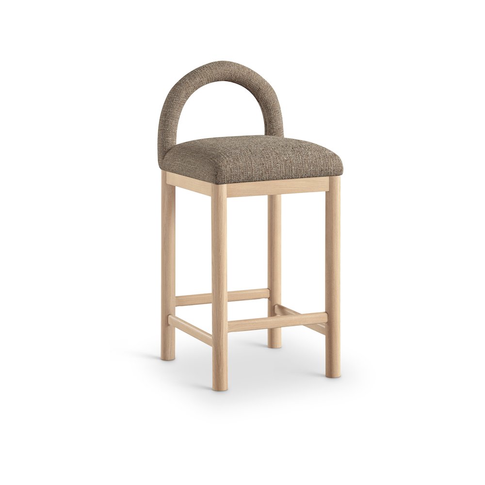 Conrad Brown Linen Textured Fabric Counter Stool
