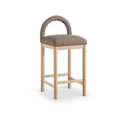 Conrad Brown Linen Textured Fabric Counter Stool