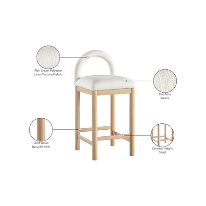 Conrad Cream Linen Textured Fabric Counter Stool