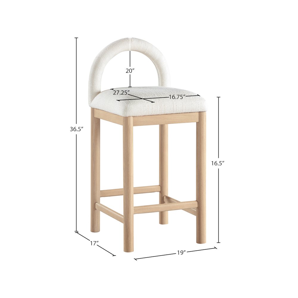 Conrad Cream Linen Textured Fabric Counter Stool