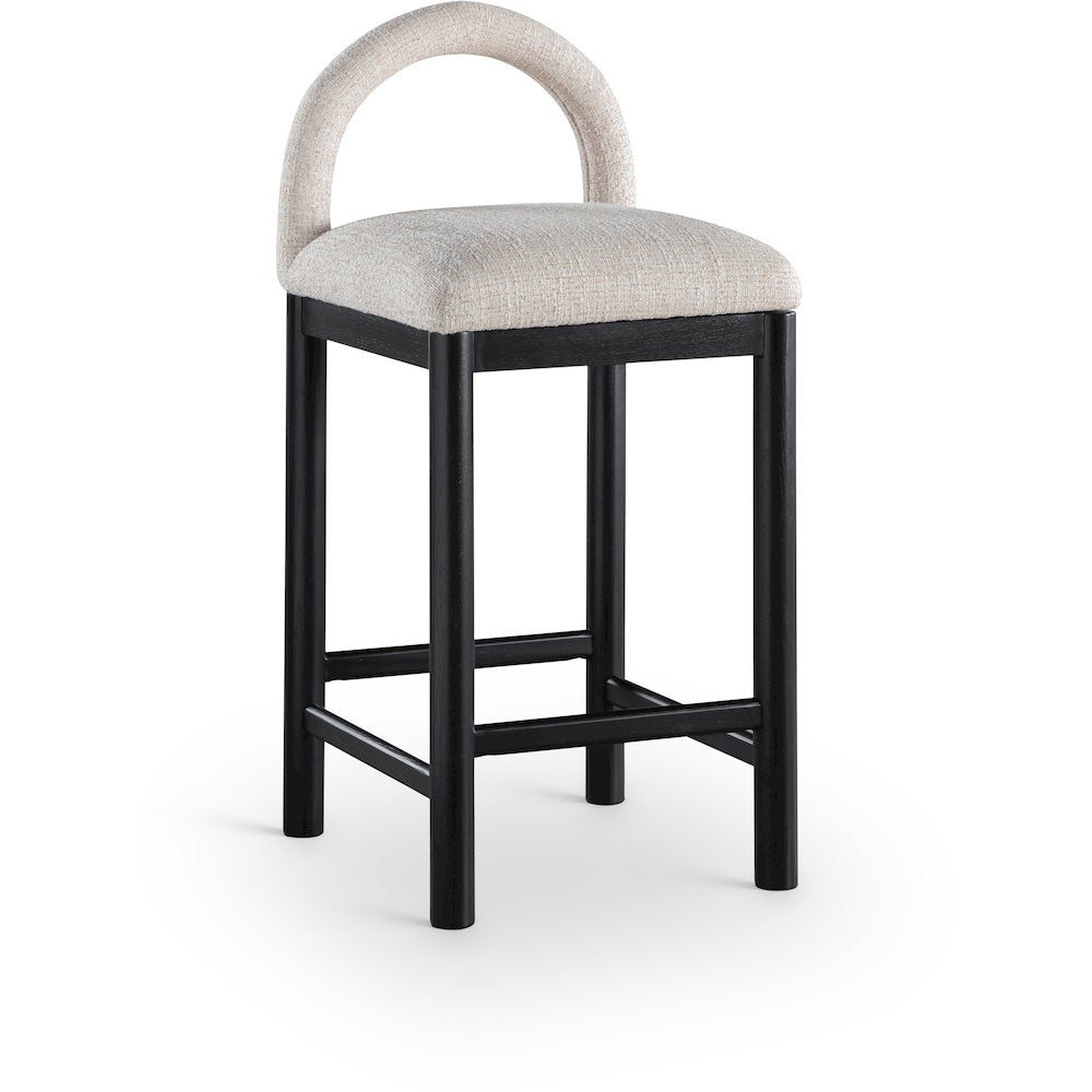 Conrad Beige Linen Textured Fabric Counter Stool