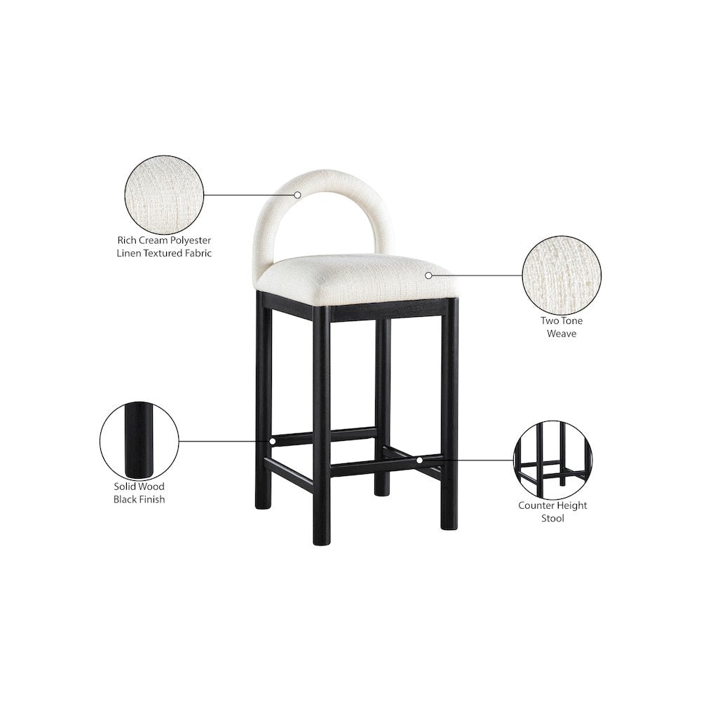 Conrad Cream Linen Textured Fabric Counter Stool