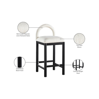 Conrad Cream Linen Textured Fabric Counter Stool