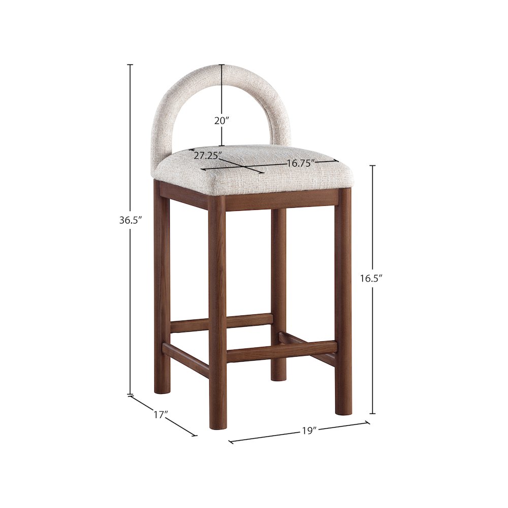 Conrad Beige Linen Textured Fabric Counter Stool