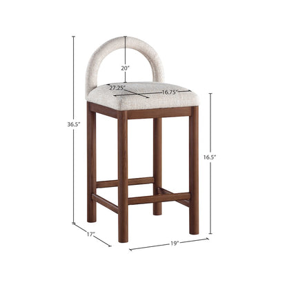 Conrad Beige Linen Textured Fabric Counter Stool
