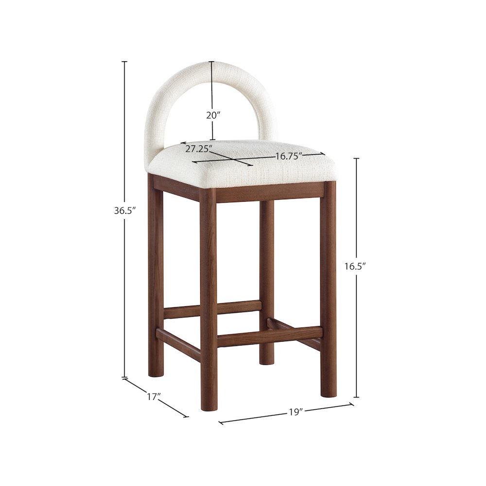 Conrad Cream Linen Textured Fabric Counter Stool