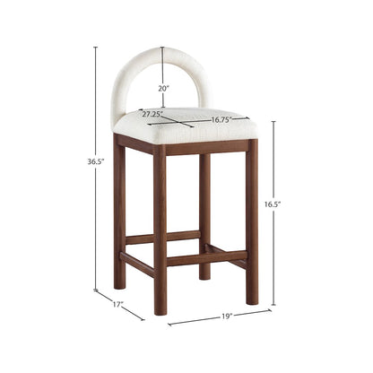 Conrad Cream Linen Textured Fabric Counter Stool