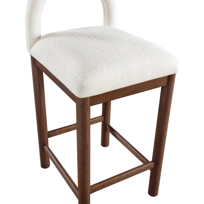 Conrad Cream Linen Textured Fabric Counter Stool