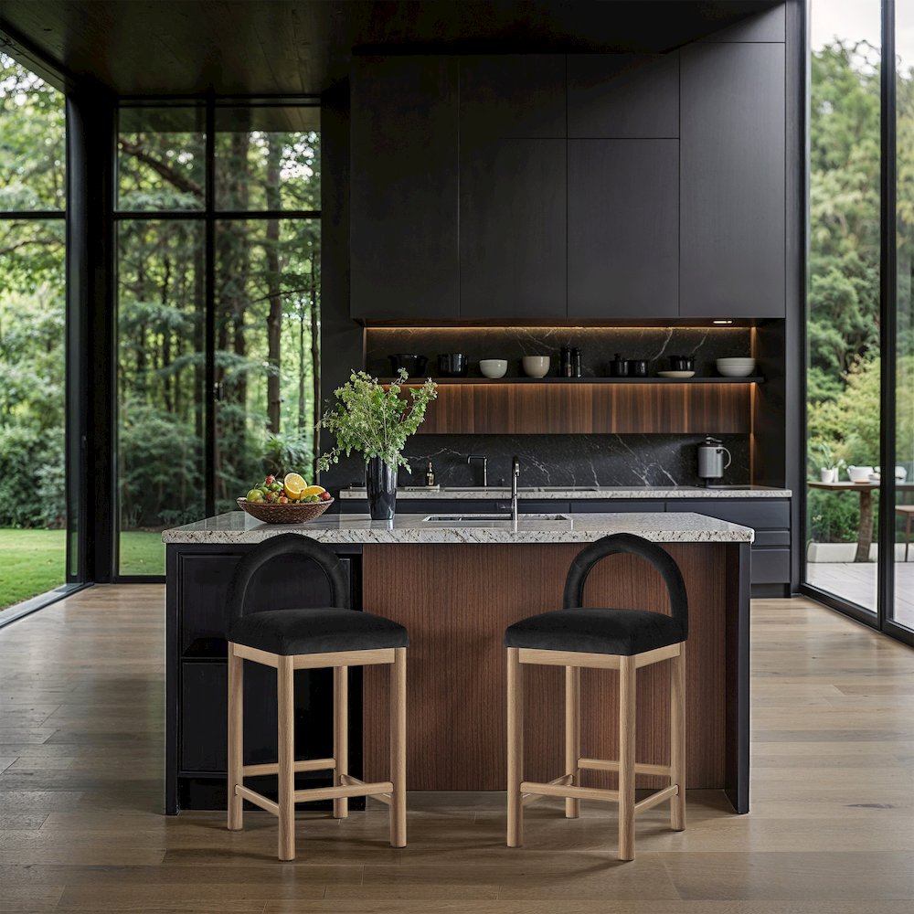 Conrad Black Velvet Counter Stool
