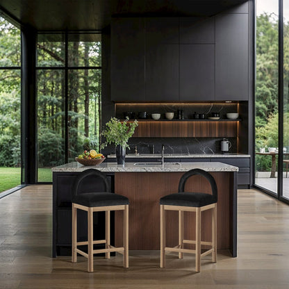 Conrad Black Velvet Counter Stool