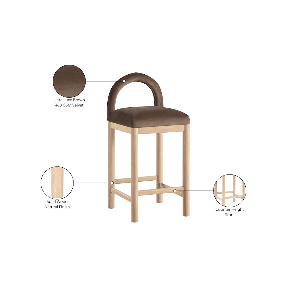 Conrad Brown Velvet Counter Stool