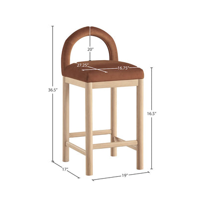 Conrad Cognac Velvet Counter Stool