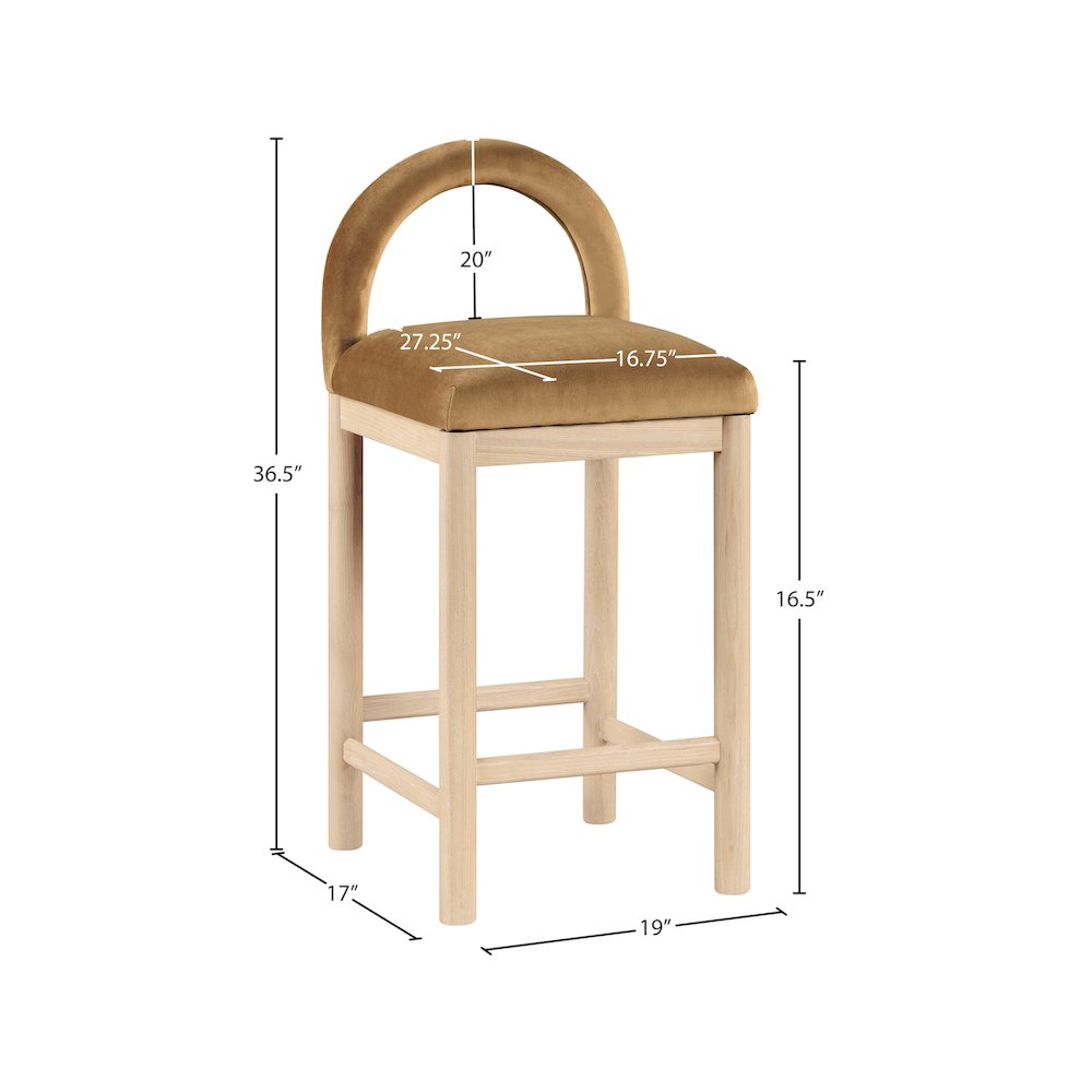Conrad Saddle Velvet Counter Stool