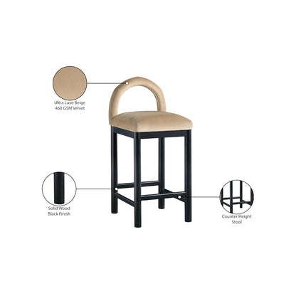 Conrad Beige Velvet Counter Stool
