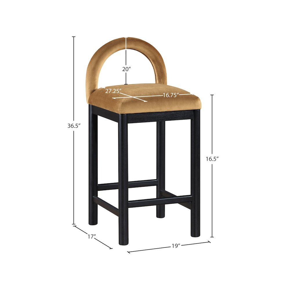 Conrad Saddle Velvet Counter Stool