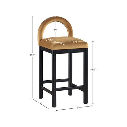Conrad Saddle Velvet Counter Stool