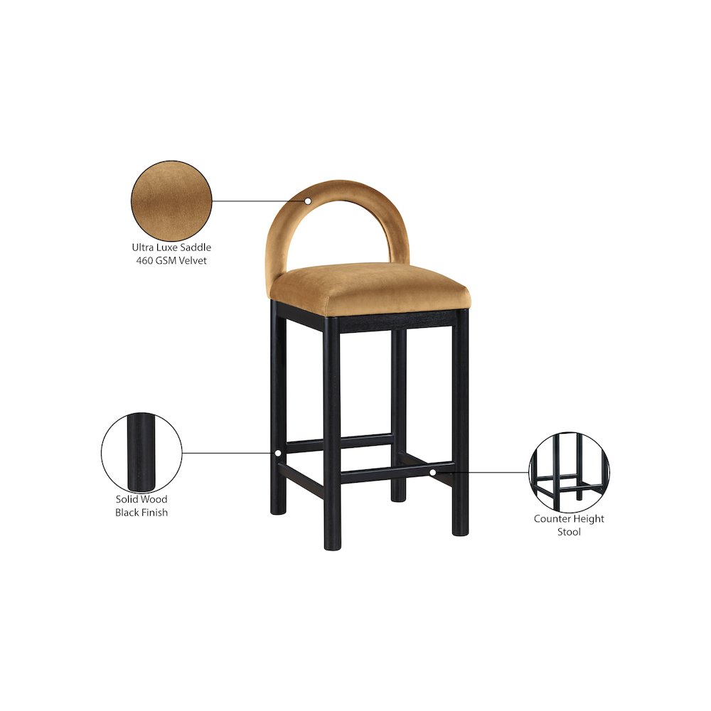 Conrad Saddle Velvet Counter Stool