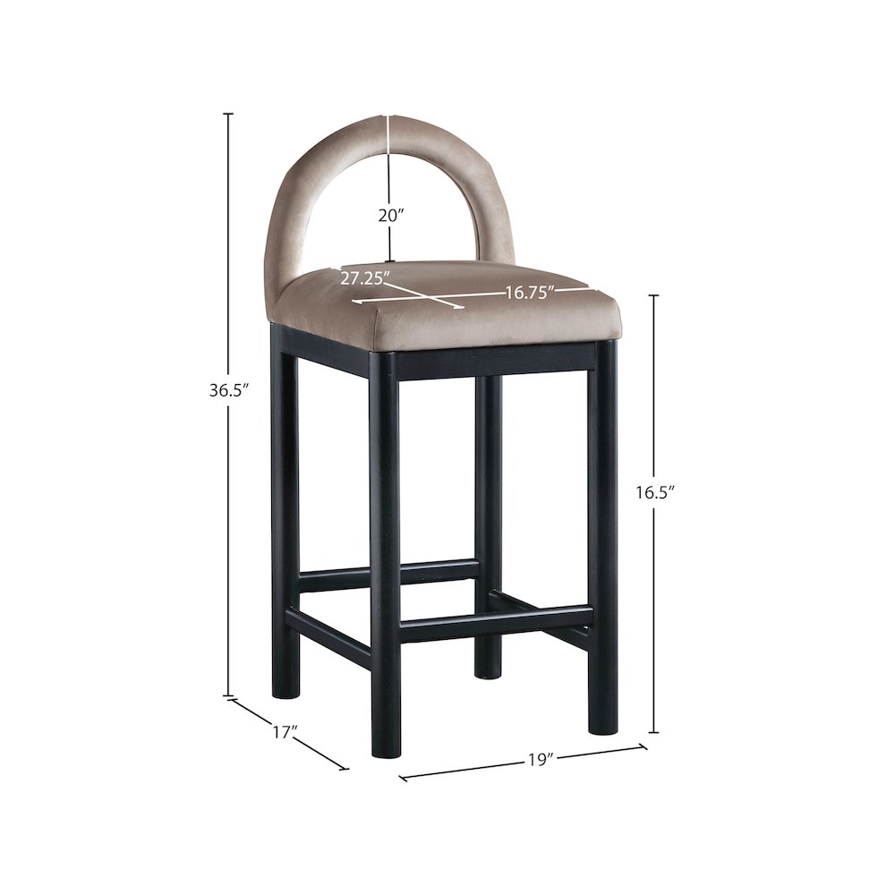 Conrad Taupe Velvet Counter Stool