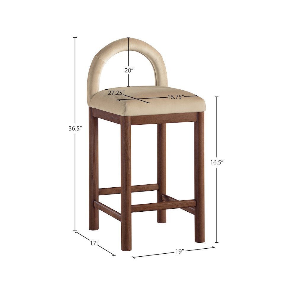 Conrad Beige Velvet Counter Stool